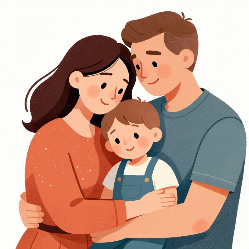 Donald Zolan's heartwarming illustration depicting … мама,папа,семья доброта,нежность,ласка,любовь, UHD,прорисовка деталей,картина цветная тушью v.2.5 — работа пользователя…