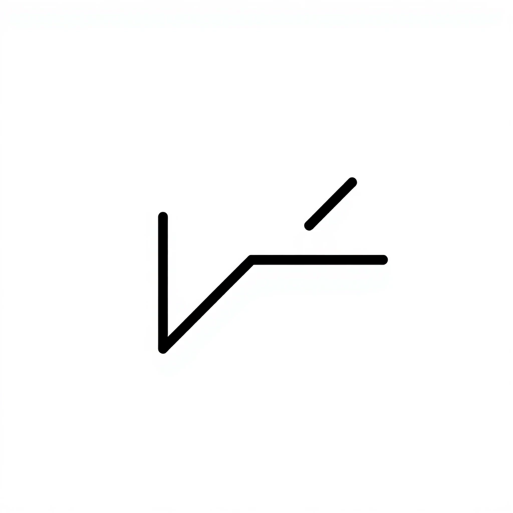 minimalist logo, single thin dark grey line on white background, the line has 2–3 sharp angular breaks and continues after them, clean vector style, high contrast, no text, flat…