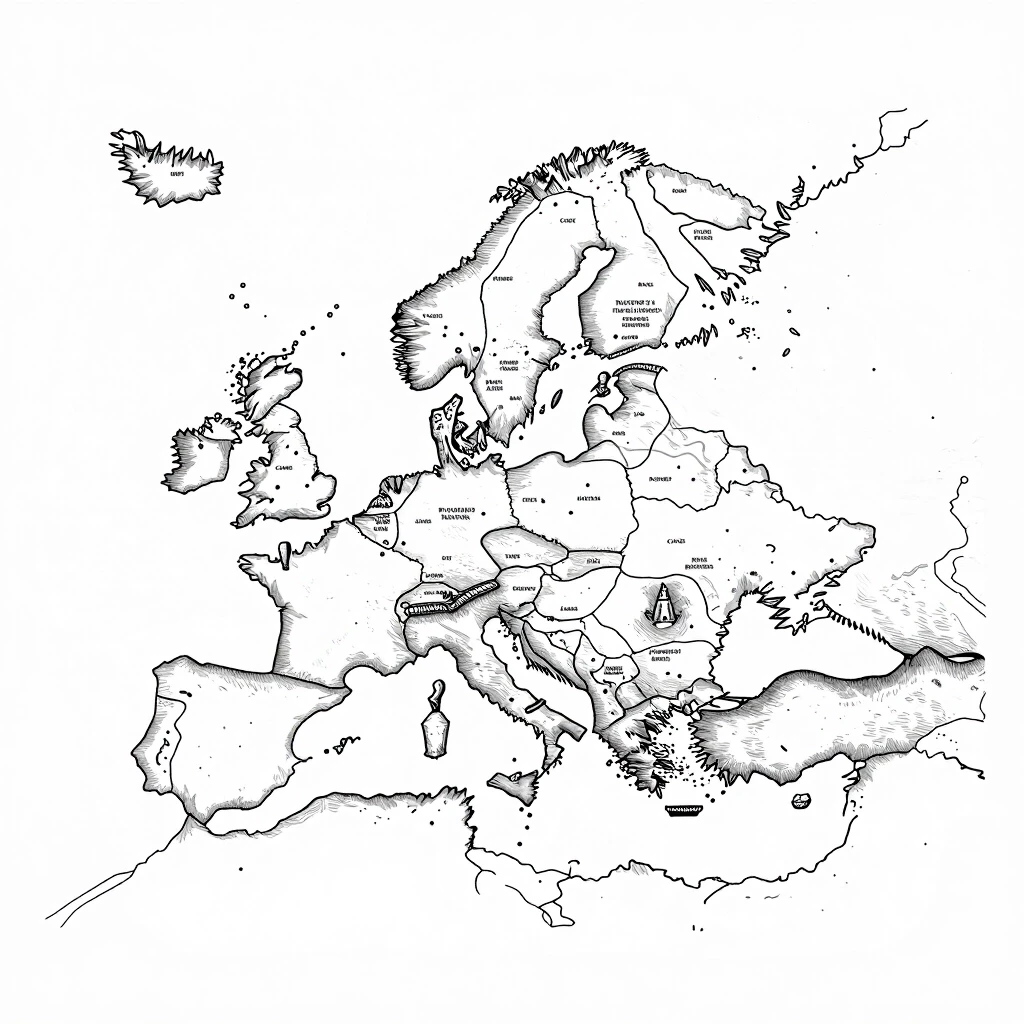 2D top-down authentic gritty dark fantasy large-scale strategic nautical map, high-detail medieval woodcut style, inspired by Tainted Grail: Fall of Avalon. Pure white…