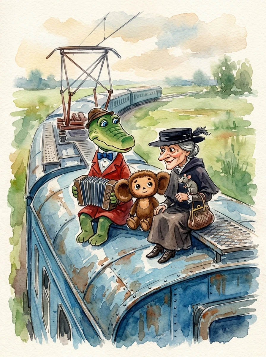 A real masterpiece. How artificial intelligence would depict: (Aesthetics: Impressionism. The image is made in watercolor technique. Soviet children's illustration.…