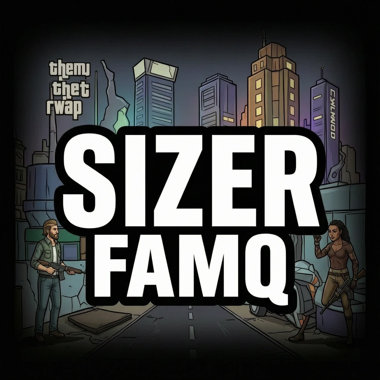 логотип для фамы в гта 5 рп с названием SIZER . Фон чтобы был черным а шрифт толстыл белым цветом и ниже надписи SIZER надпись famq . На фоне должно быть что нибудь — работа…