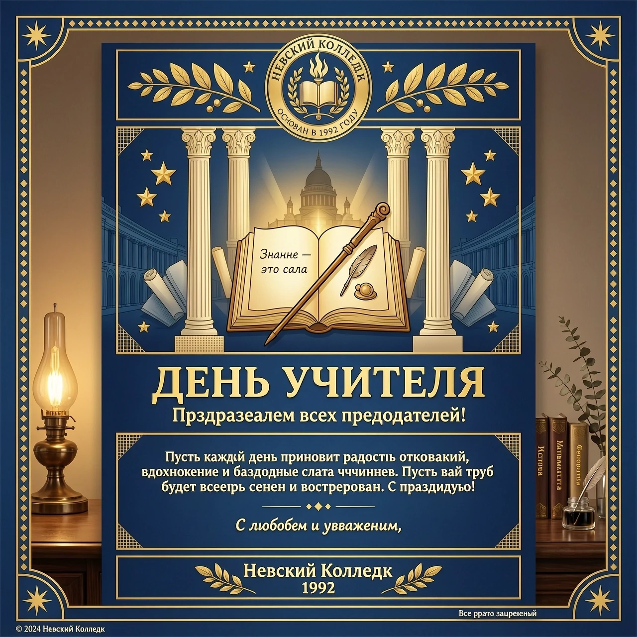 день учителя, поздравление всех преподавателей на Невском Колледже. — работа пользователя Звёздный Радар