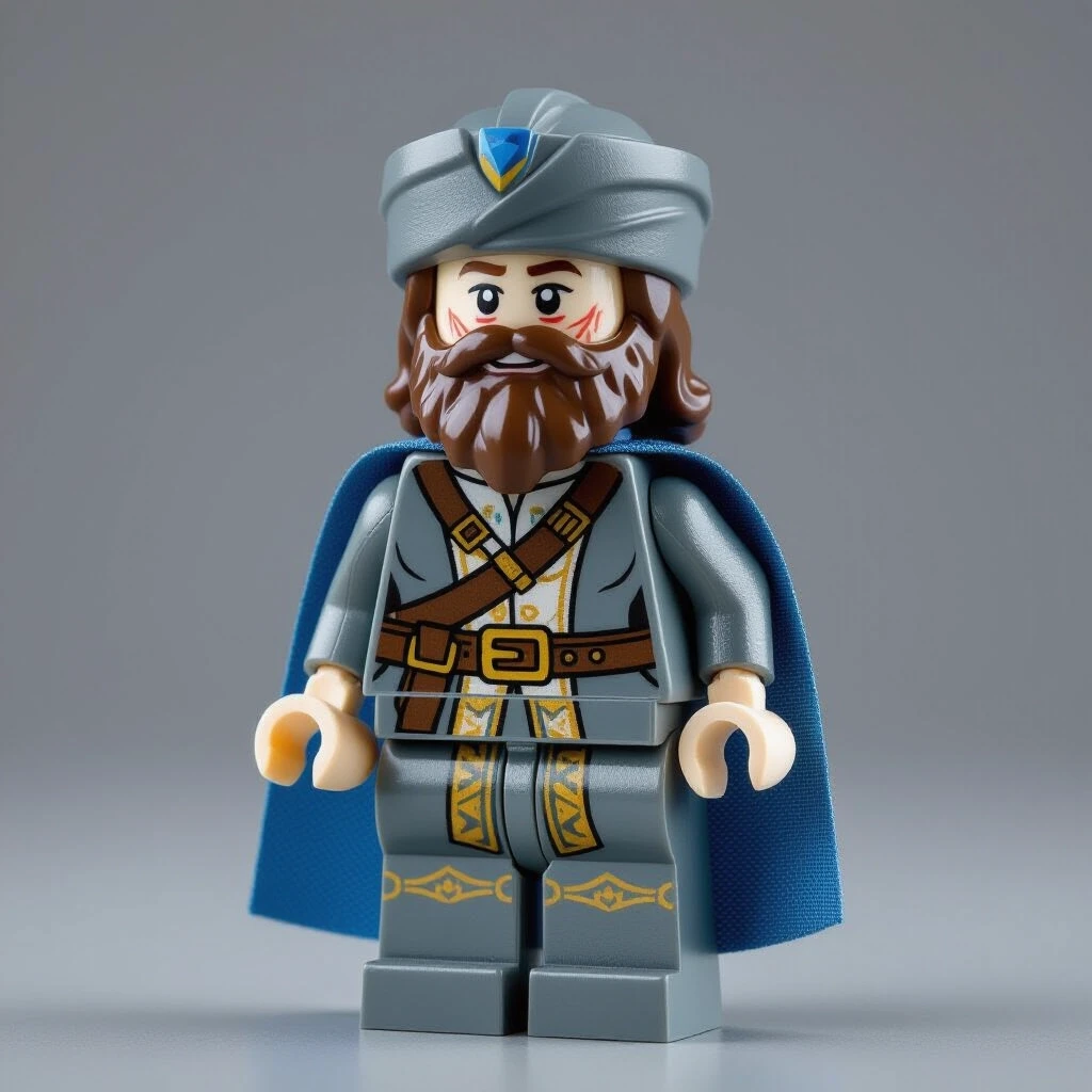 [Ivanushka the Fool, Simpleton the Wise - LEGO-style collectible minifigure, studio lighting, product photography, white background, 3D rendering quality] + [matte plastic…