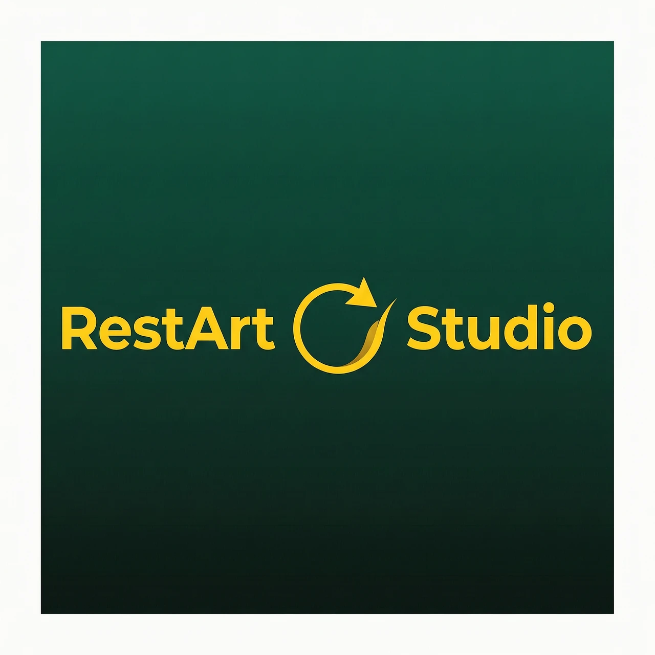 Логотип для студии детейлинга. Название: RestArt Studio. Композиция: слева "RestArt", по центру — знак перезагрузки, справа — "Studio". RestArt ⟳ Studio Знак…