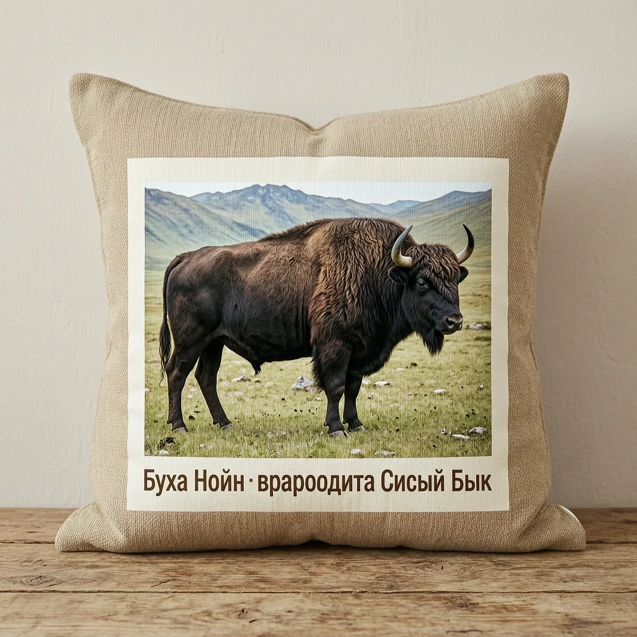 наволочку с фотографией Буха Ноён - это бурятский прародитель Сивый Бык — работа пользователя Глубинный Голем