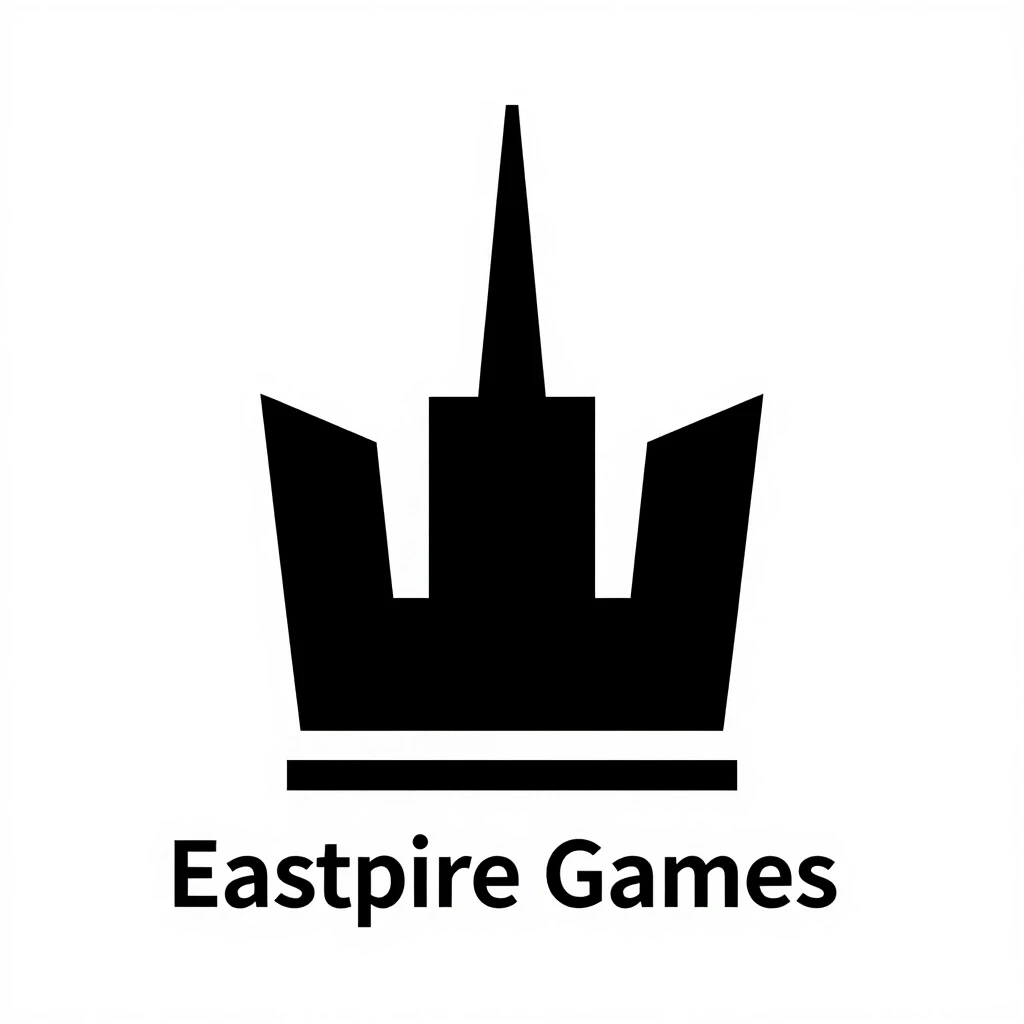 Минималистичный логотип-абстракция для игровой студии «Eastpire Games». Без текста. Плоский вектор, геометричный, строгий. Абстрактный знак, соединяющий восточную эстетику и…