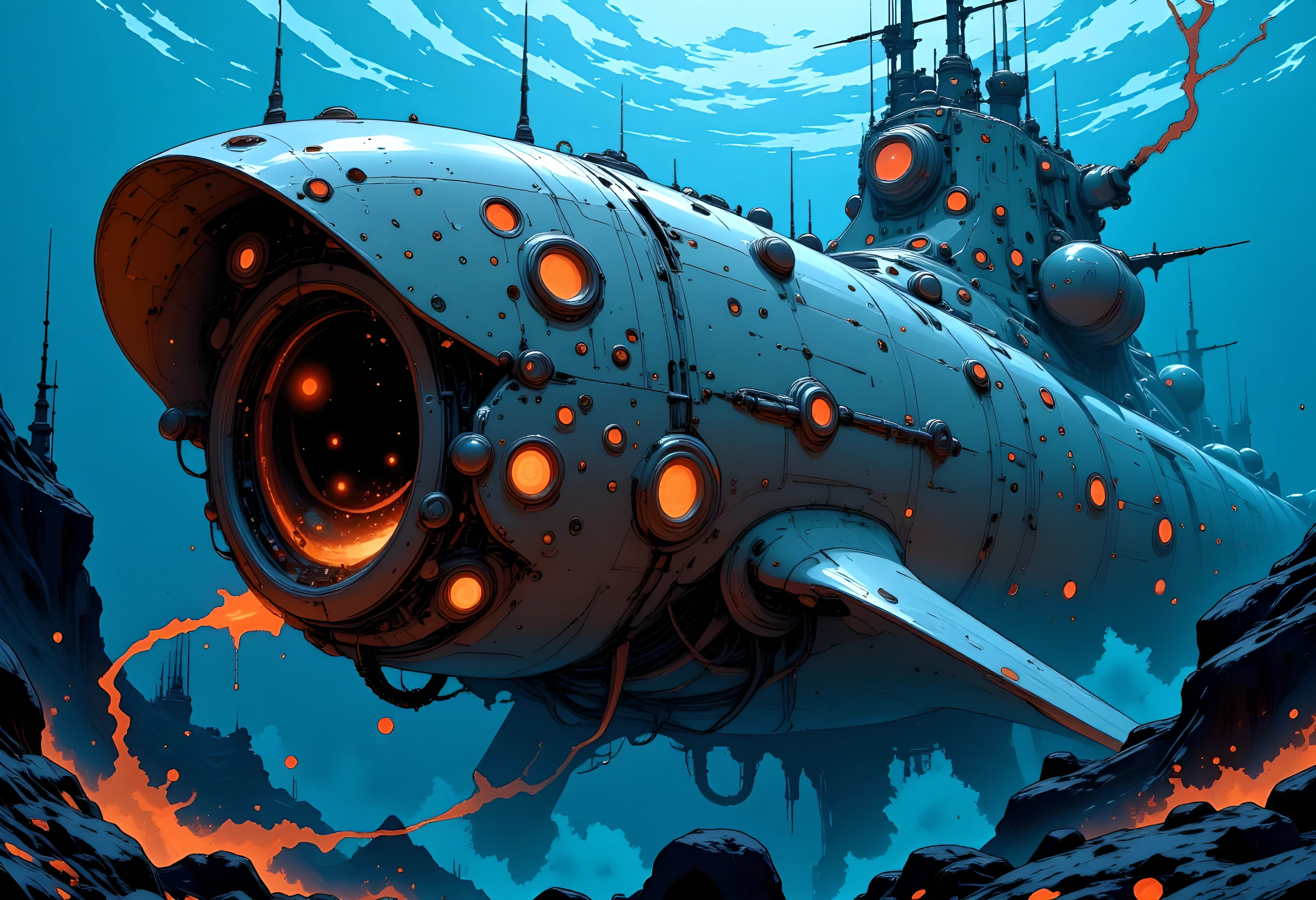 Futuristic underwater combat submarine in the oceanic depts — работа пользователя Возвышенный Интерферометр