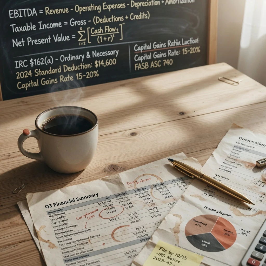 Elegant wide banner, 1590x400, for a professional accounting group. A close-up overhead view of a wooden table with a cup of black coffee, a gold-plated pen, and detailed…