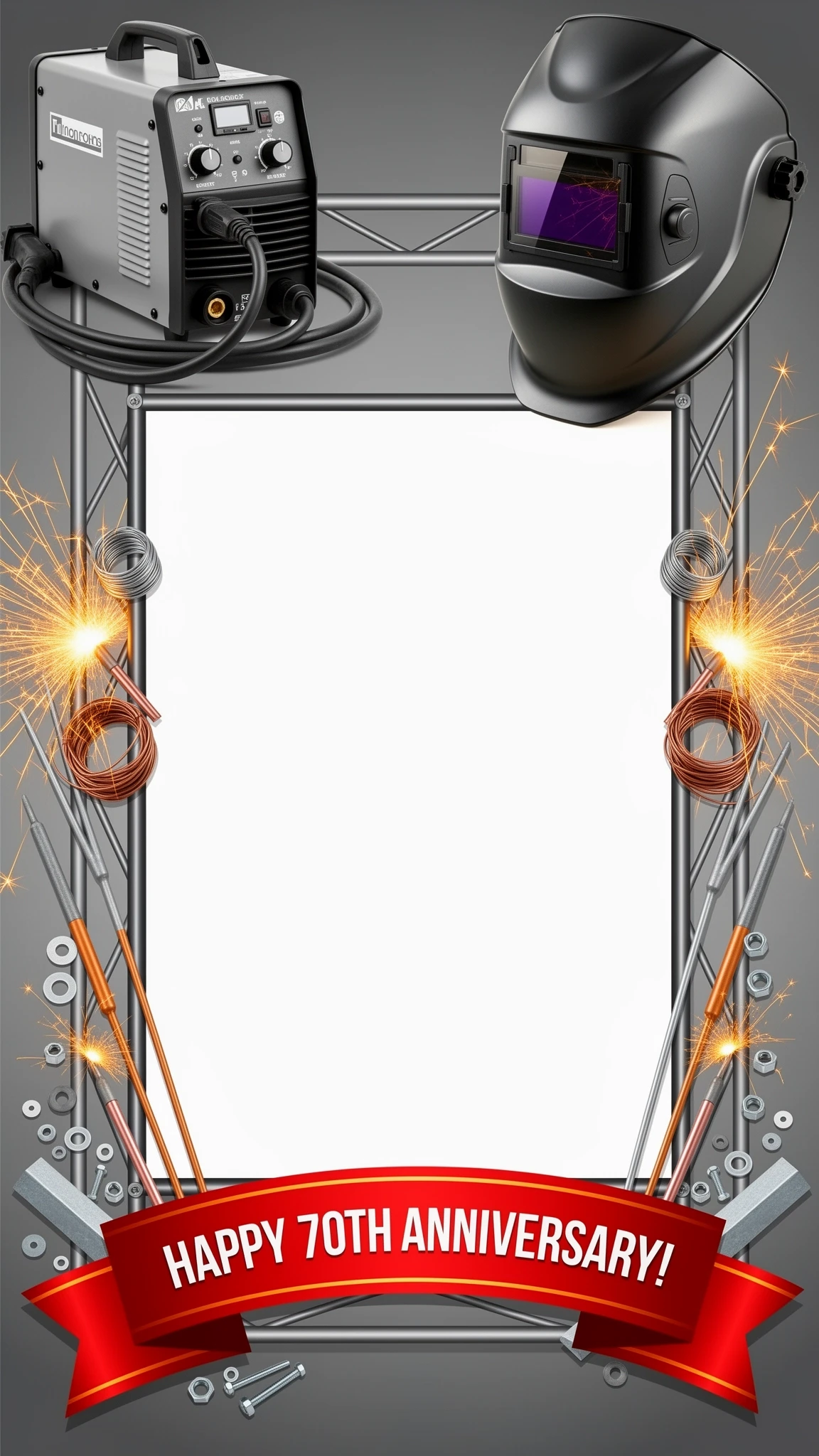 Create an A4-format illustration of a decorative congratulatory frame designed to hold a 10×15 cm photo in the center. Layout: * Top left corner: a detailed image of a compact…
