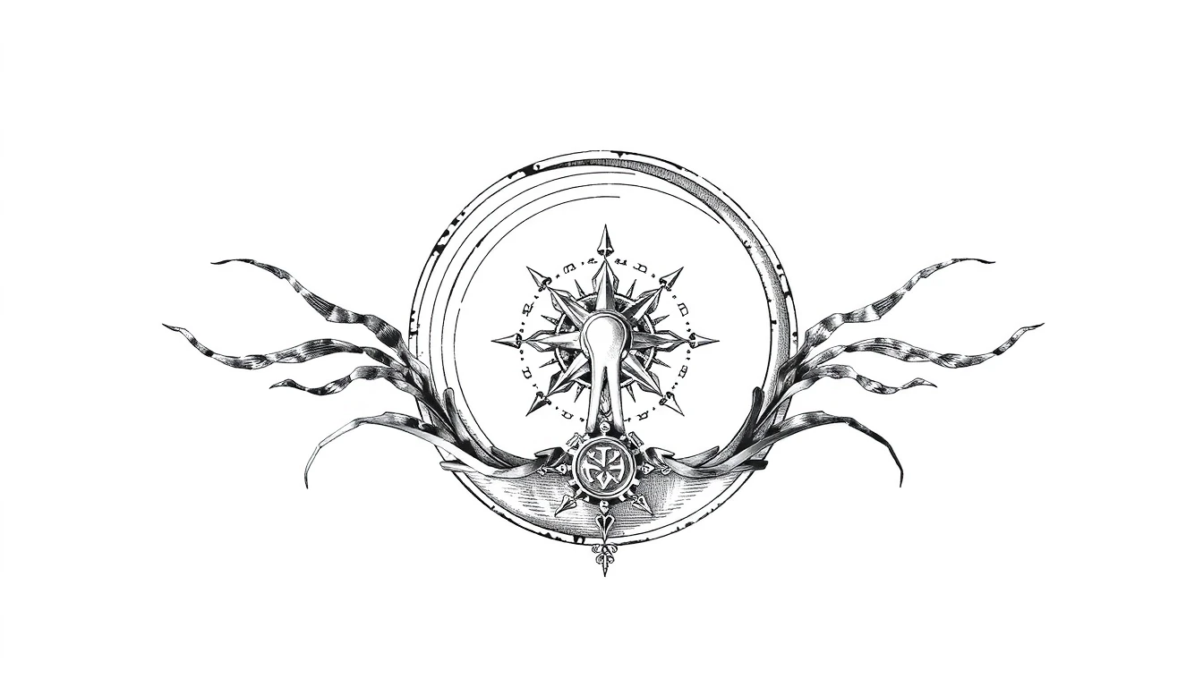 A symmetrical book chapter divider element, isolated on a solid white background. In the exact center, there is a tiny, elegant mechanical gear shift lever ornament with glowing…