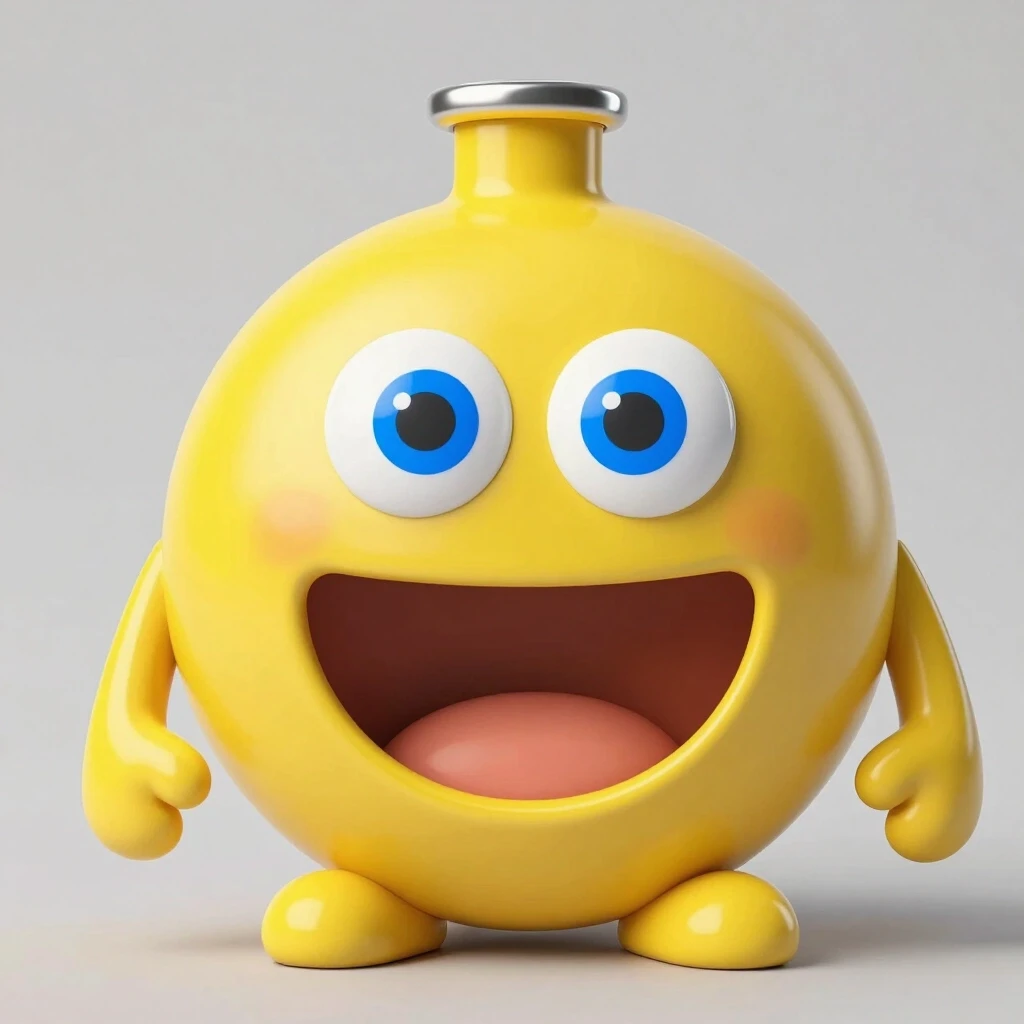 finish off the round yellow flask with big, blue eyes with a large mouth with legs at the bottom of the arm along the edges of the large one — работа пользователя Дикая Эльфийка