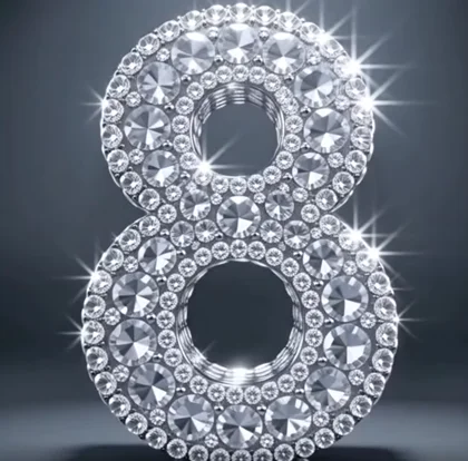 Square video, 6 seconds, aspect 1:1. Animation: morph (morphing) "7" → "8", smooth continuous deformation, no sudden shape jumps. Object: vivid 3D digit “7”,…