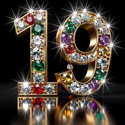 Создай морфинг из цифры "19" с референса (image 1) в число "20", напоминающее; переход сделай оригинальный, необычный, красивый и эпичный; — работа…